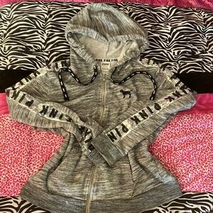 Grey sparkly Victoria secrete pink, zip up jacket